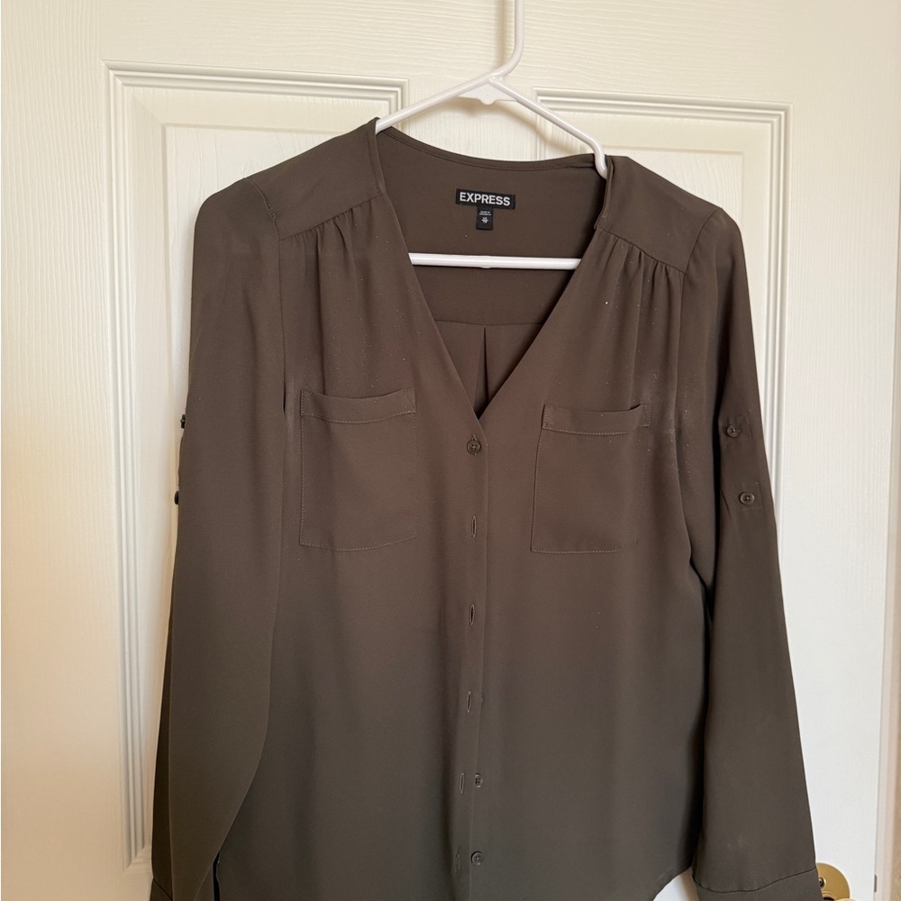 Express Women's Dark Brown Casual Shirt